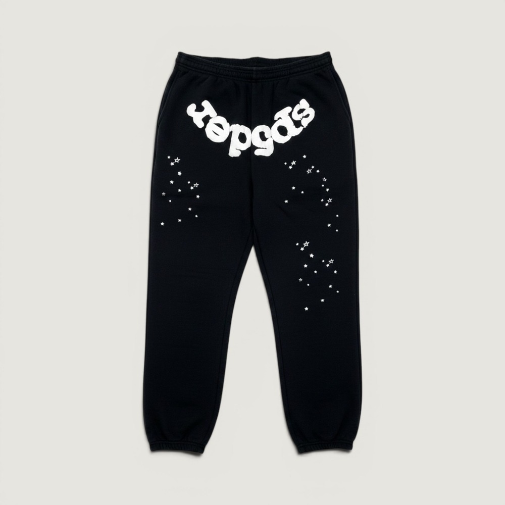 Sp5der Worldwide Sweatpants Star Puff Print Black XL